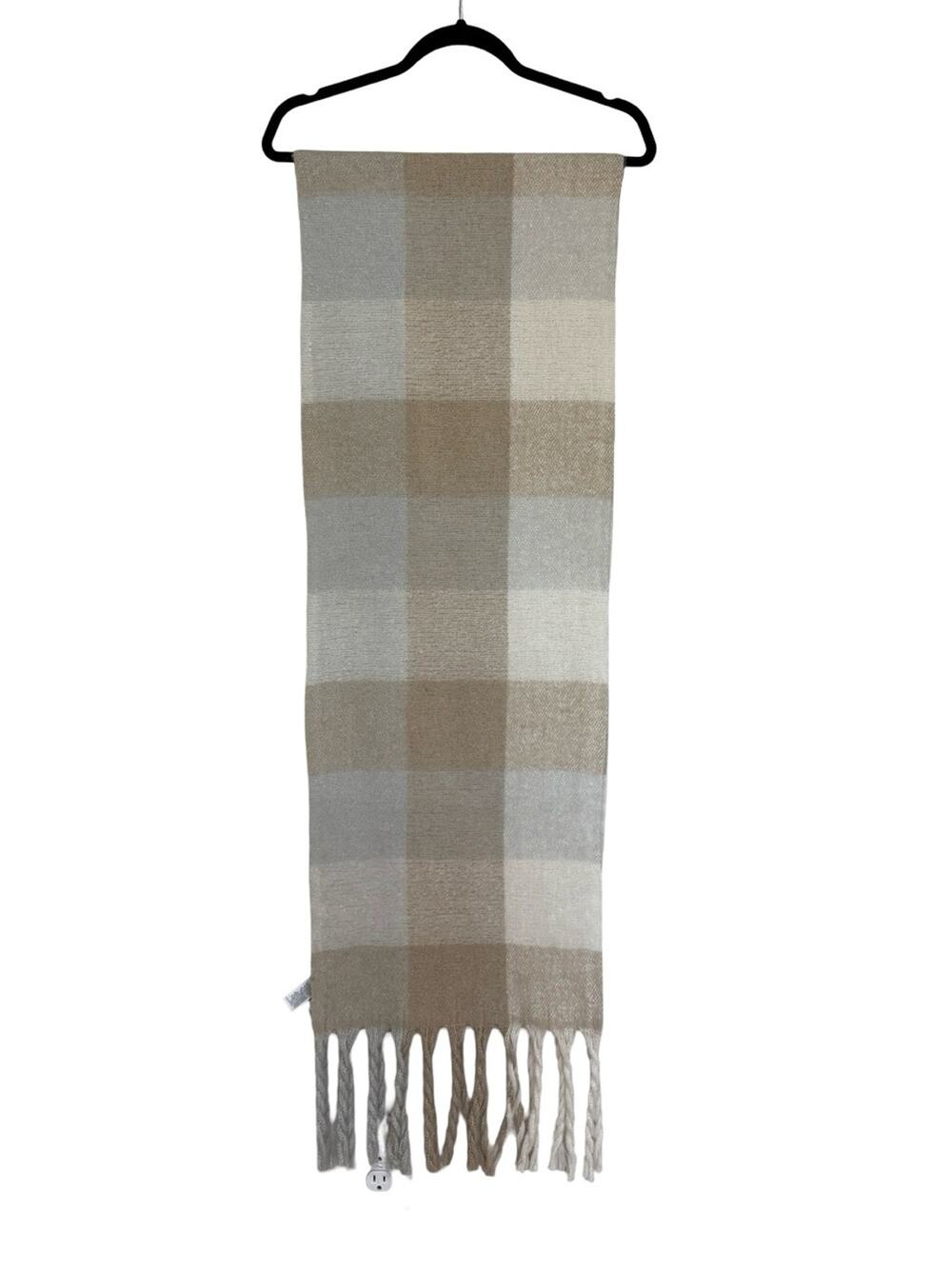 NEW Old Navy Neutral Colorblock Fuzzy Warm Long Scarf - One Size
